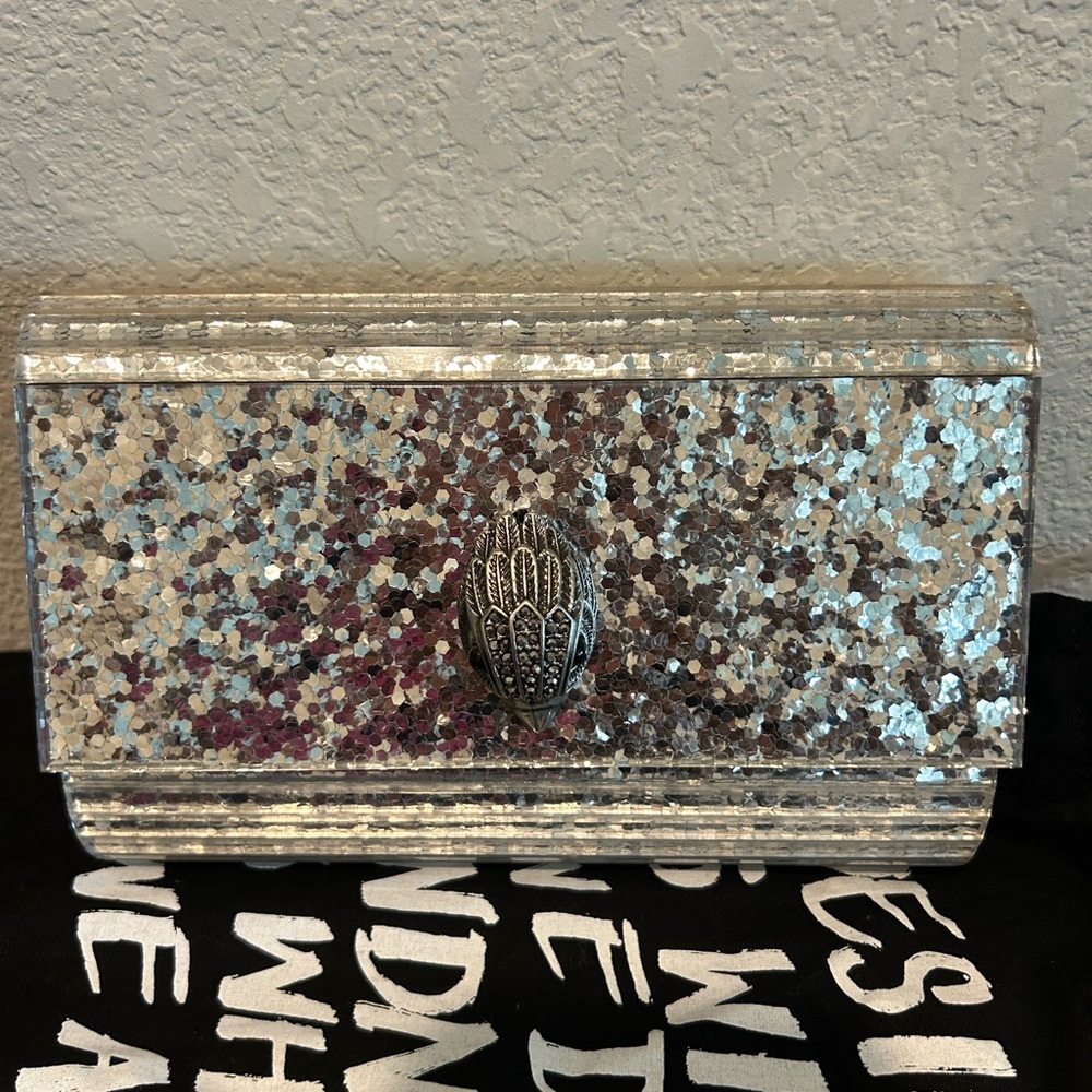 Kurt Geiger Silver Sequin Design Eagle Party Clutch